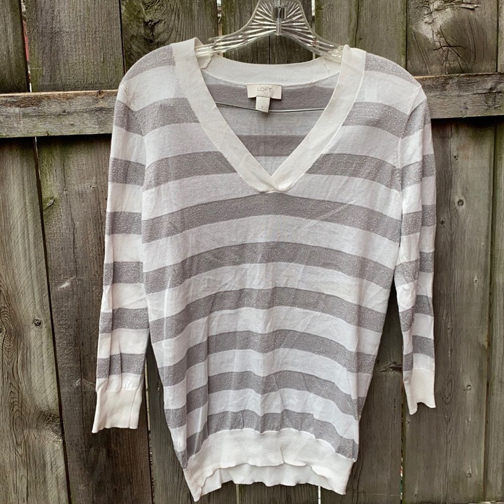 Ann Taylor Loft Stripped shimmer top sz. S